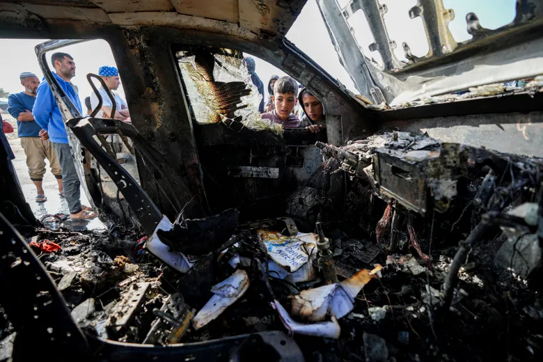 Car after airstrike 