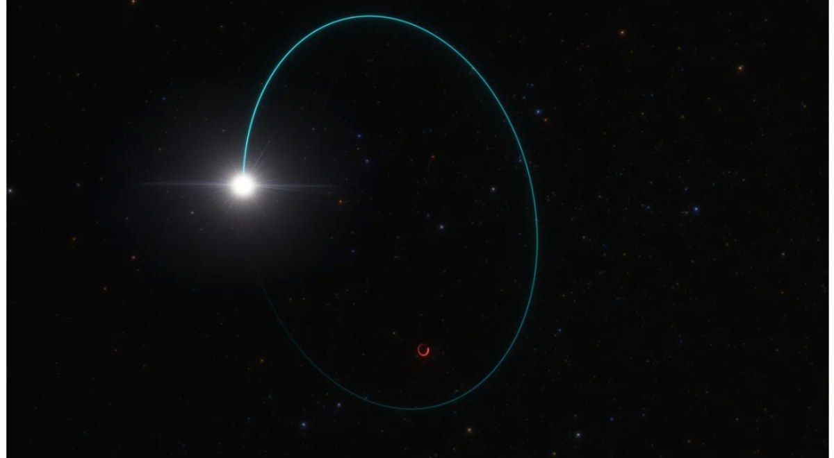 Artist's rendition of the system of the star and the dormant black hole