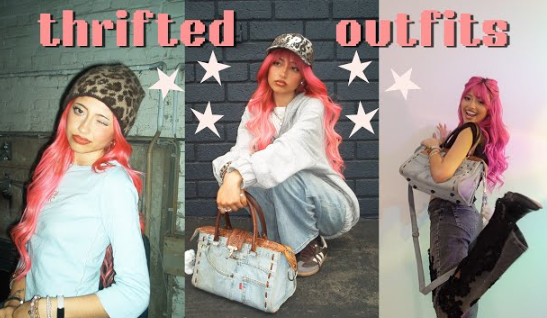 A Girl Stands in her Thrifted Y2k Outfits 